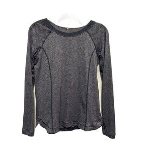 Lululemon Turn It Up Long Sleeve Top Thumbholes Heathered Inkwell Women’s 4 Blue